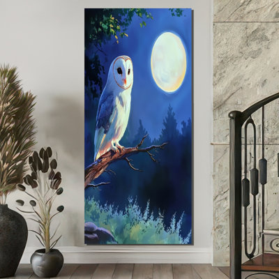 Gerick, hibou au clair de lune, dessin de style I - hibou, art sur toile