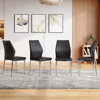 Ensemble de 4 chaises de salle à manger de 37 pouces de hauteur avec dossier en polyuréthane ergonomique alliant confort et style