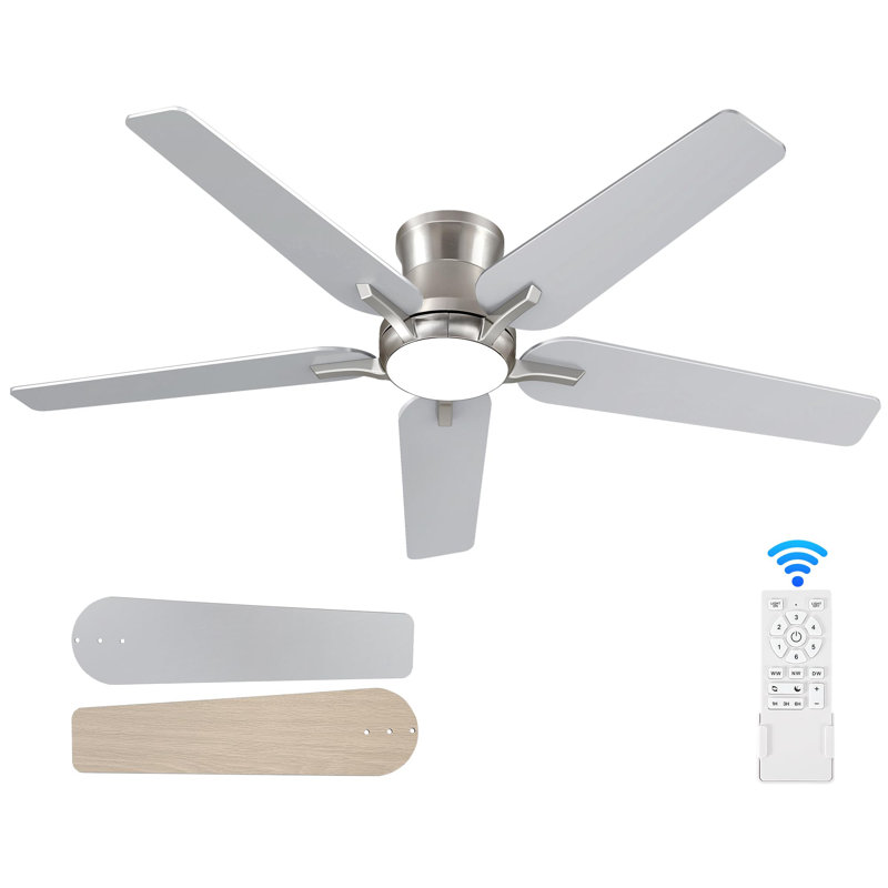 Ventilateurs de plafond de 52 pouces avec lumières et télécommande, Nickel
