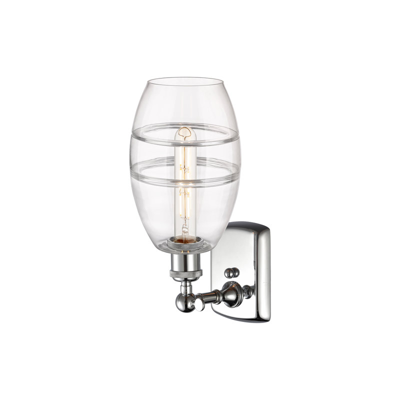 Applique murale en acier Bettylou, Chrome poli, H 9,13 po x l 5,88 po x P 7,06 po, Transparent