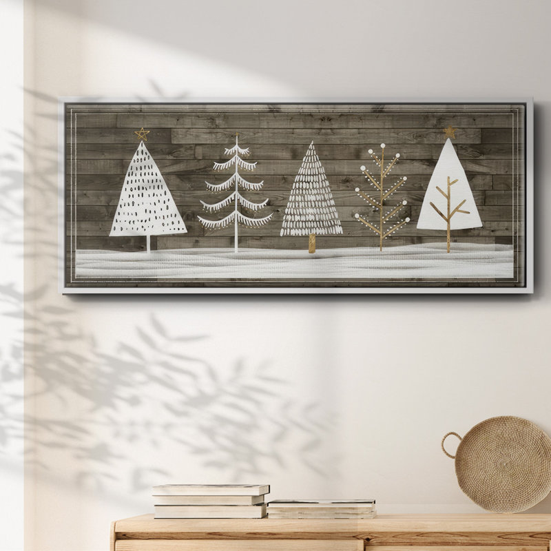 Wooded White Christmas Collection - Toile avec cadre en D, H 12 po x l 30 po