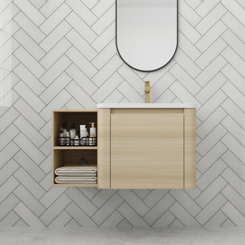Meuble-lavabo 36 po avec lavabo en céramique, 36", Beige