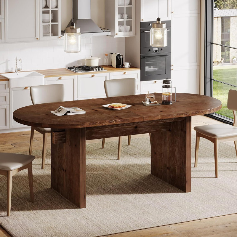 63-Inch Oval Solid Wood Executive Desk