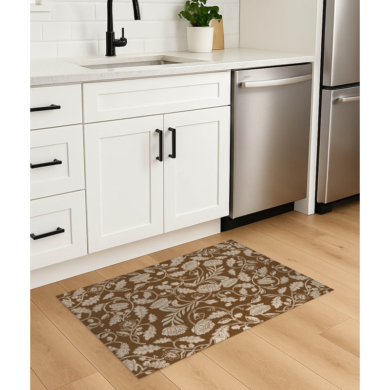 Tapis de cuisine antidérapant Autumn Vines, Rectangle 5 pi x 7 pi, Brun