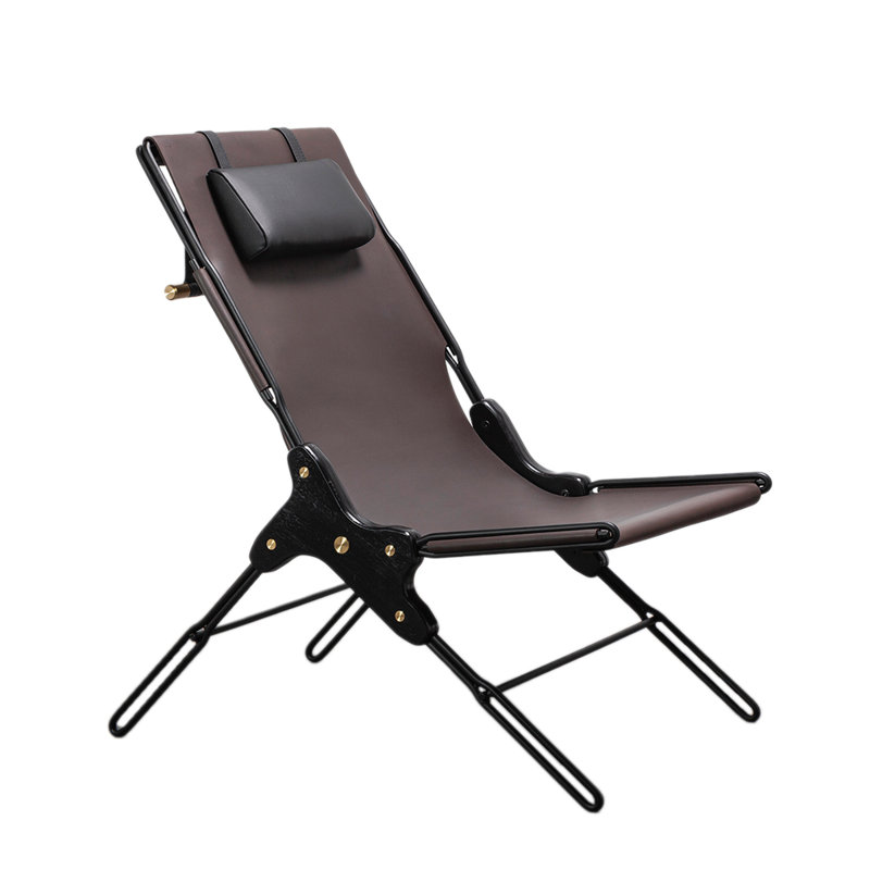 Perfidia Leather Lounge Chair, Brown Genuine Leather