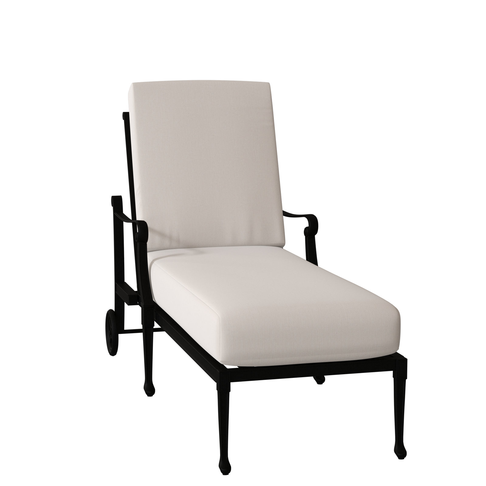 Wiltshire 28.25'' Outdoor Aluminum Chaise Lounge, Textured Black, Canvas Bird's Eye Sunbrella® Canvas