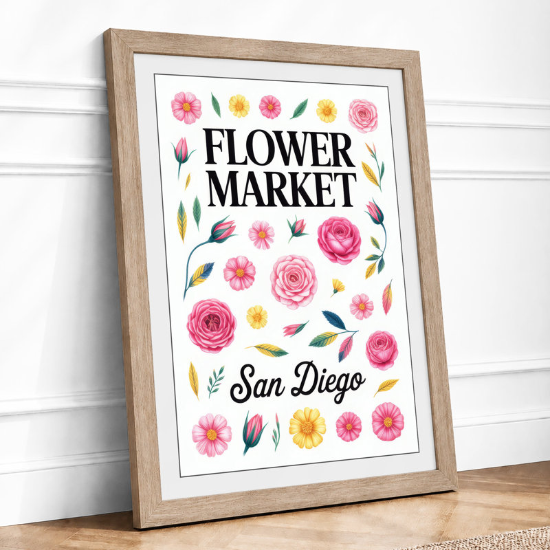 San Diego Flower Market Botanical - Print, A1 - 84.1 x 59.4 cm, Oak
