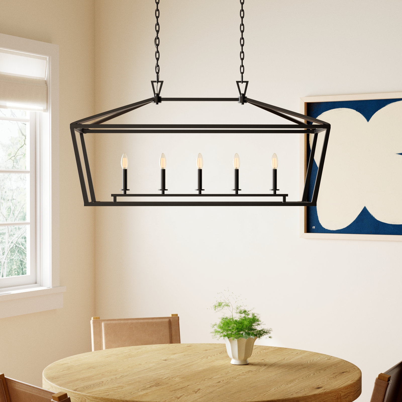 Hastings Dimmable 5-Light Pendant, 23.5" H x 44" W x 16" D, Matte Black