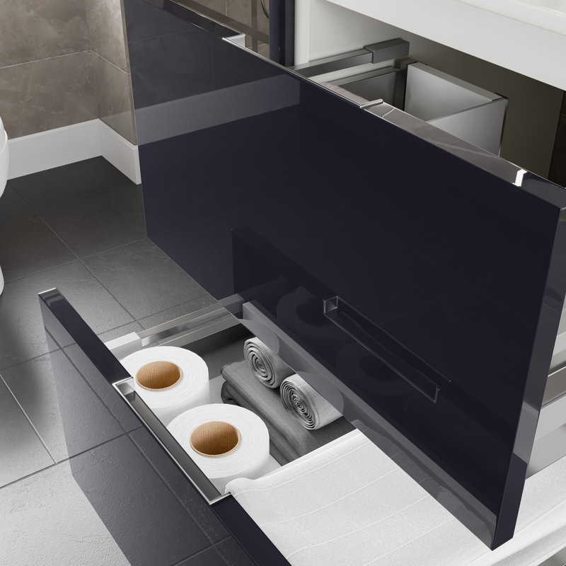 Ensemble de meuble-lavabo simple mural 24 po Amiyr, Gris foncé