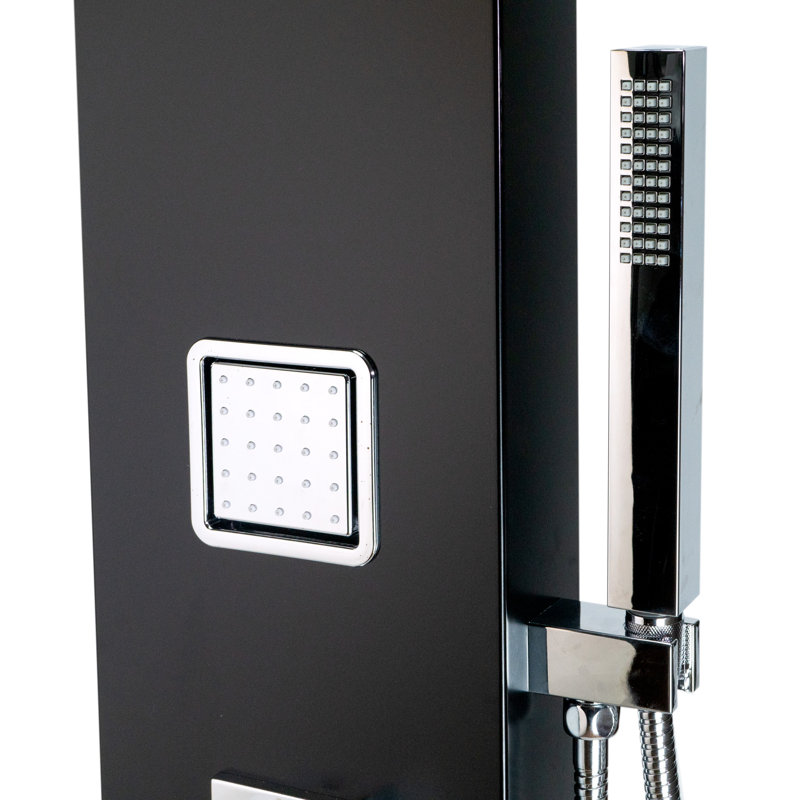 Panneau de douche à double fonction en aluminium, Noir