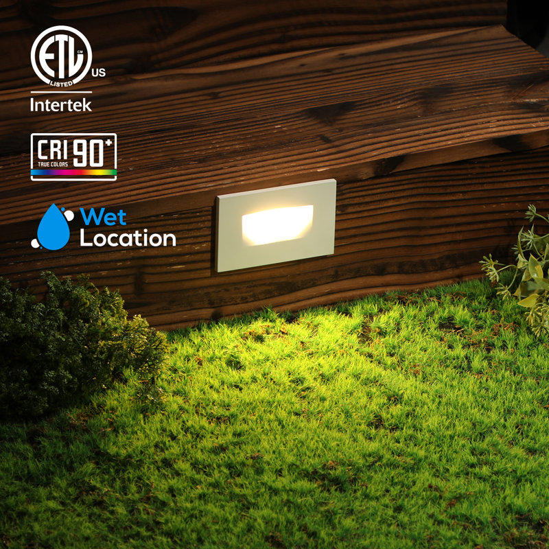 White Integrated LED Metal Step Light Pack