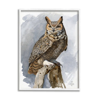 Chouette cornue perchée sur bois par © David Kiehm, impression