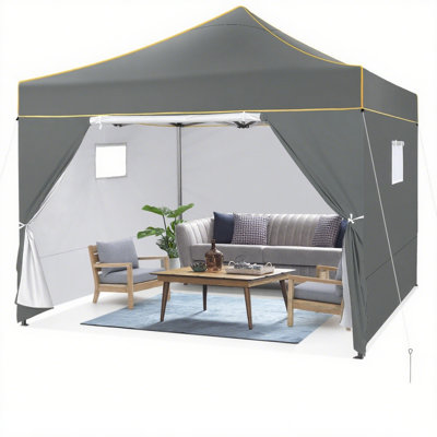 10x10 Heavy Duty Pop Up Canopy Tent for Event Commercial Instant Canopy with 4 Sidewalls, Outdoor Canopy Waterproof Portable Vendor Tent for Parties, Backyard, Camping, UV 50+