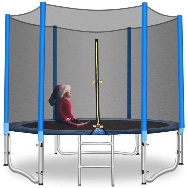 10' Hexagon Backyard Trampoline with Safety Enclosure, 8' H x 8' W x 8' D