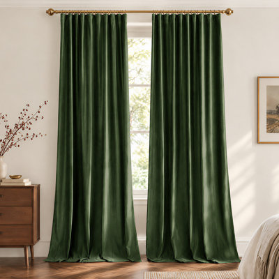  Velvet Blackout Curtains Thermal Insulated Room Darkening Drapes with Rod Pocket/Back Tab/Shower Hook Hanging Options for Bedroom Privacy, 2 Panels
