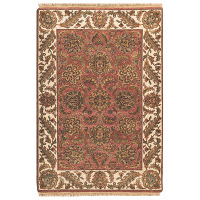 Tapis rouille et beige noué à la main de haute qualité