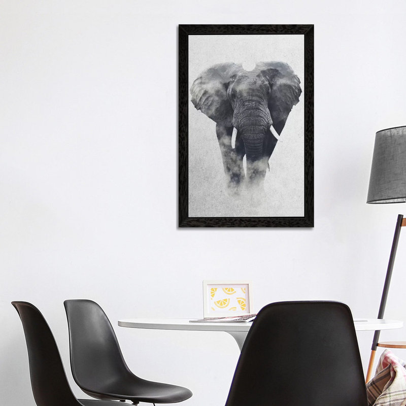 Elephant by Andreas Lie - Floater Frame Print on Canvas, Black Framed, 101.6 cm H x 66.04 cm W