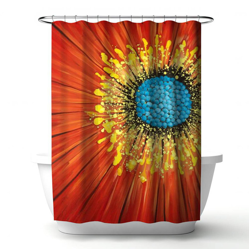 Floral – Polyester Shower Curtain, Dye Sublimation Print, 71" W × 74" L