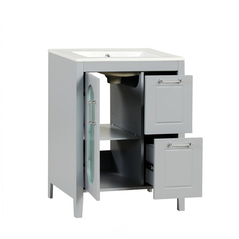 Meuble-lavabo 24 po avec lavabo, Gris