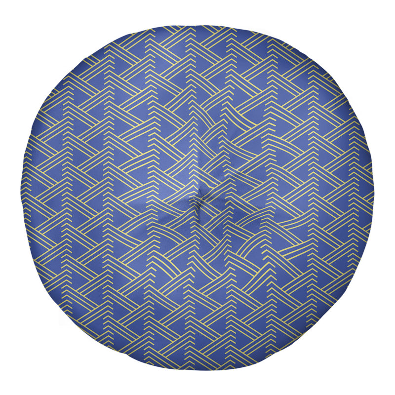Coussin de sol zig zag classique, 26 po x 26 po, Bleu/jaune