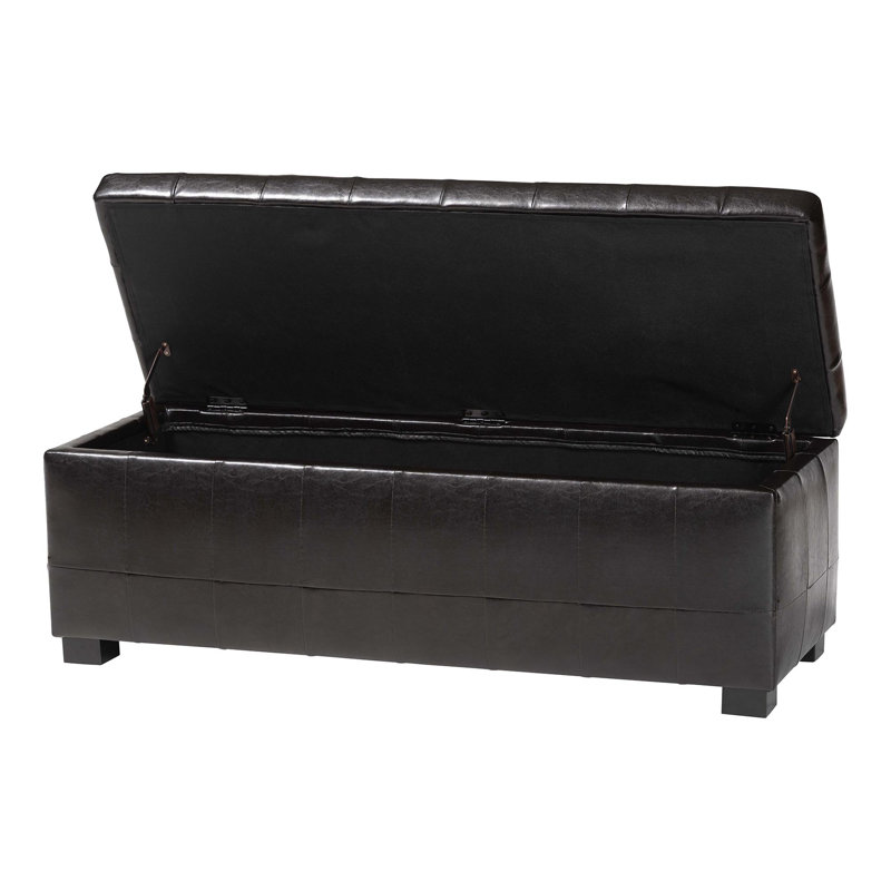 Lucrezia Upholstered Ottoman, Dark Brown Faux Leather