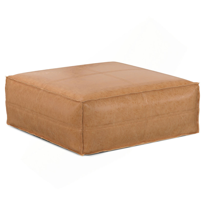 Brody - Extra Large Coffee Table Pouf, Light Brown, 14" H x 36" W x 36" D