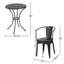 Ensemble bistro extérieur 3 pièces - Fer thermolaqué noir et argent + mobilier