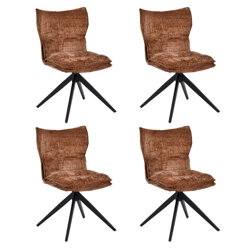 Chaise de salle à manger moderne à dossier rembourré avec coussin souple et siège ergonomique, 4, Terracotta