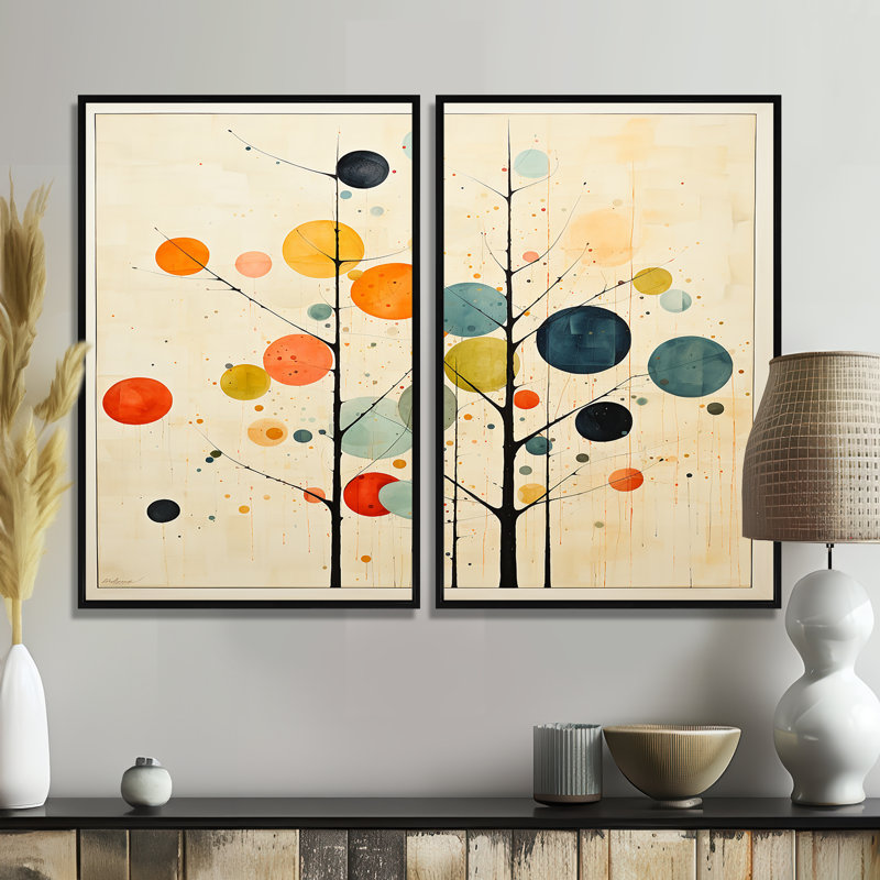 Chef-d'œuvre minimaliste beige Mid Century - décoration murale moderne, H 36 po x l 48 po, Impression encadrée flottante