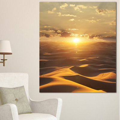 «Evening Sahara Desert with Sunlight», reproduction de photo sur toile tendue