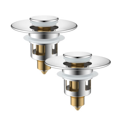 2 Pack 2.4'' W Drain Stopper, All Metal Universal Bathroom Sink Stopper, Anti Clogging Drain Filter
