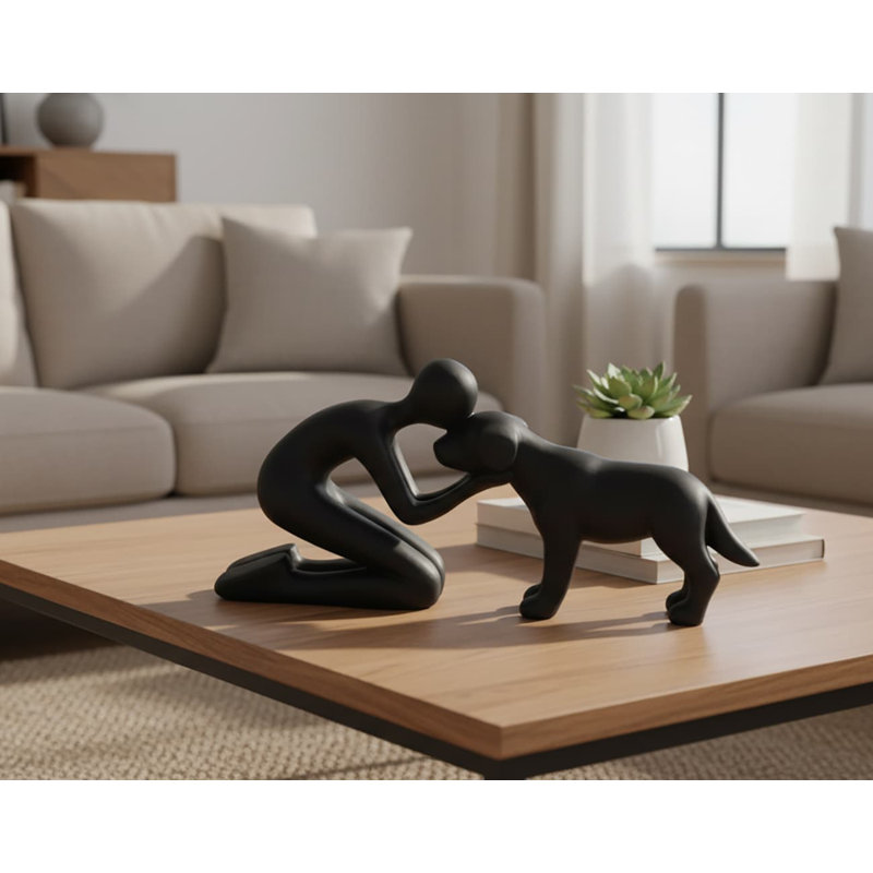 3.94" Black Dog Dad Figurines - Unique Home Decor Gifts for Pet Lovers