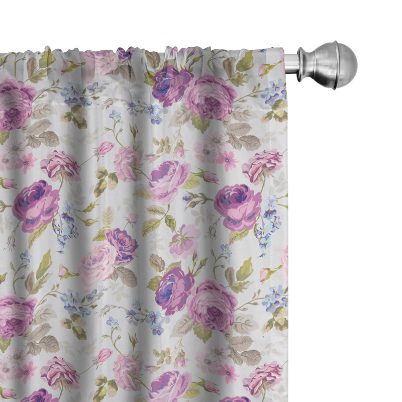 Floral Semi-Sheer Rod Pocket Curtain Panels, 28" x 84"