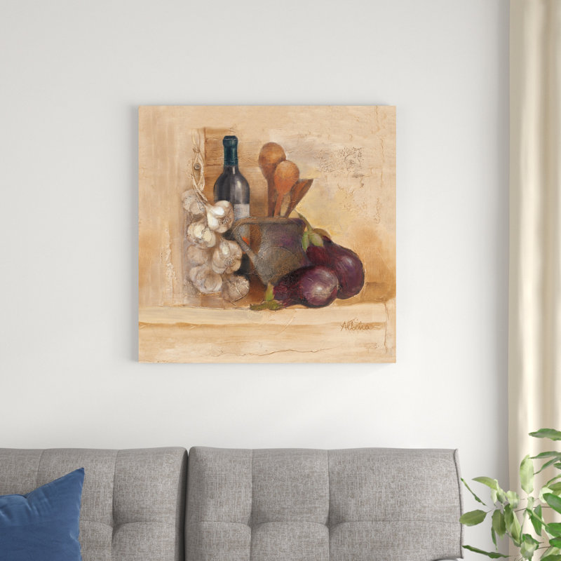 «Tuscan Table I» par Albena Hristova - peinture sur toile tendue, H 30 po x l 30 po