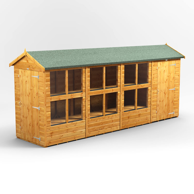 Powersheds 16 x 4ft Timber Tongue & Groove Apex Potting Shed Combi (includes 4ft Side Store)
