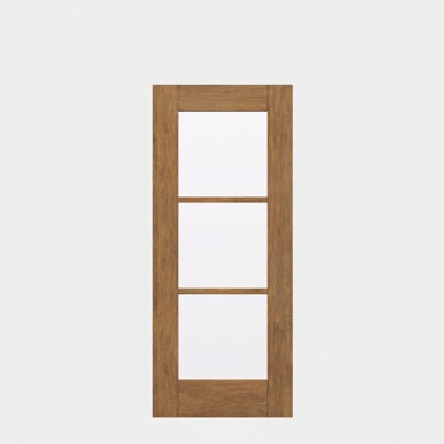 80" Slab Mahogany Exterior Door, SDL 3 Lite, Unfinished