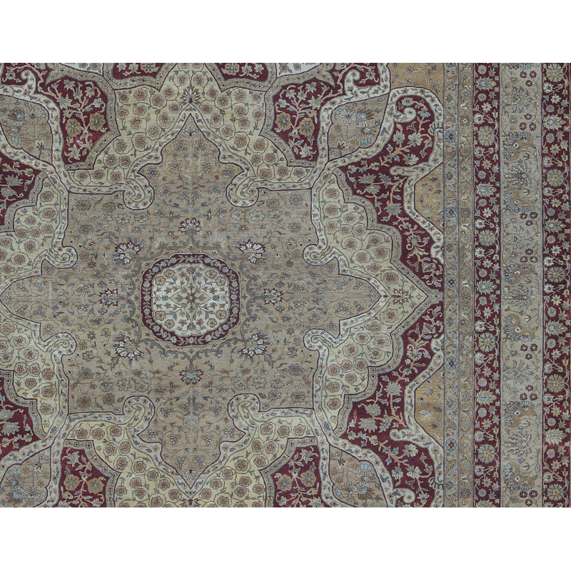 Tapis rouille et doré de haute qualité noué à la main