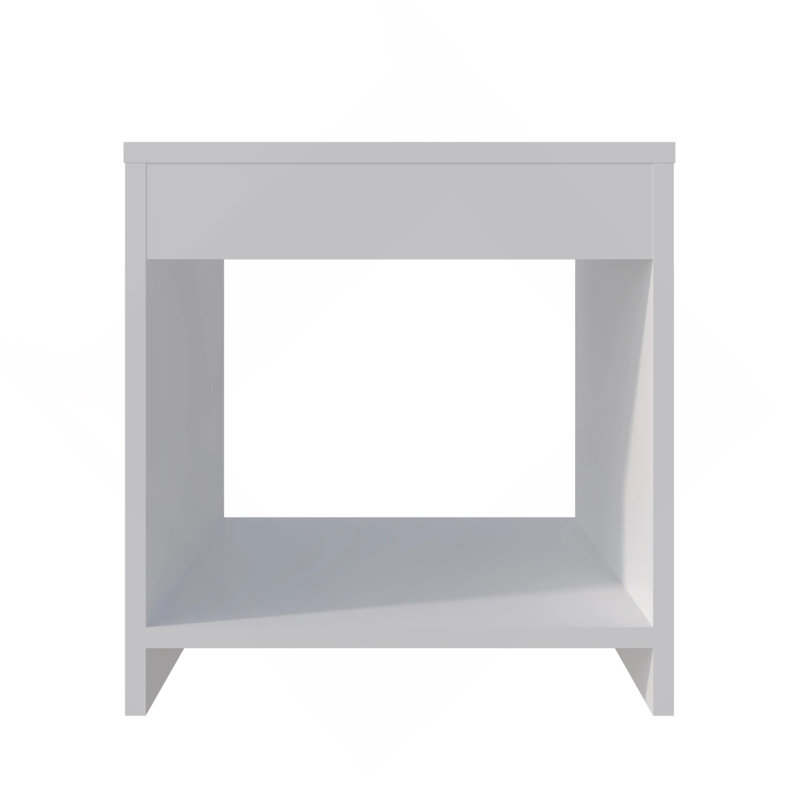 Table de chevet blanche avec rangement ouvert