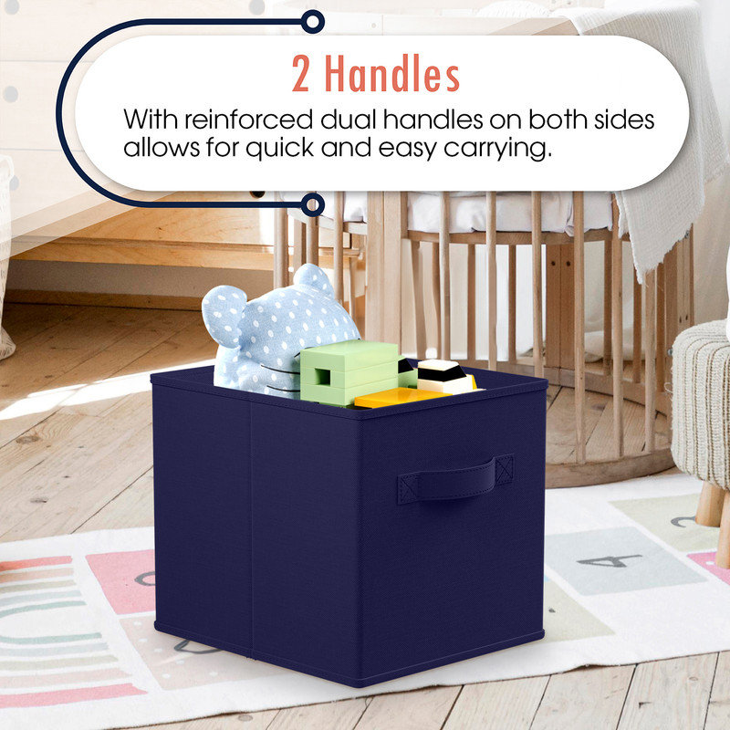 Ensemble de bacs en carton pliables en tissu, H 13 po x l 15 po x P 13 po, Marine