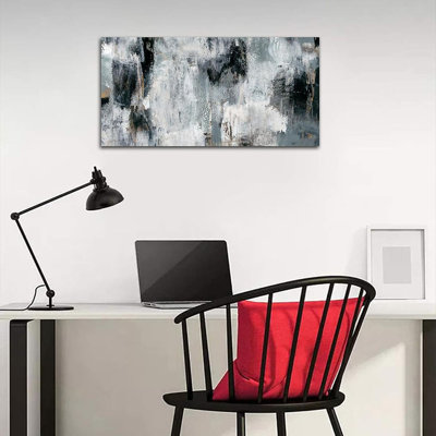 Art mural abstrait noir et gris - Toile abstraite pour décoration murale, peinture sur toile abstraite moderne pour salon, chambre à coucher, bureau à domicile, décorations murales 20 po x 40 po