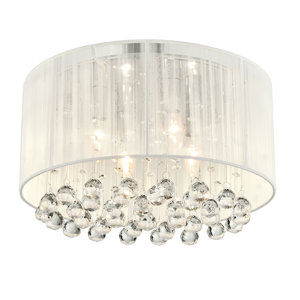Hanna 4 - Light Drum Flush Mount with White Thread and Crystals