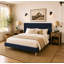 Eriksay Low Profile Upholstered Platform Bed with Wingback Headboard-387890140-296471638