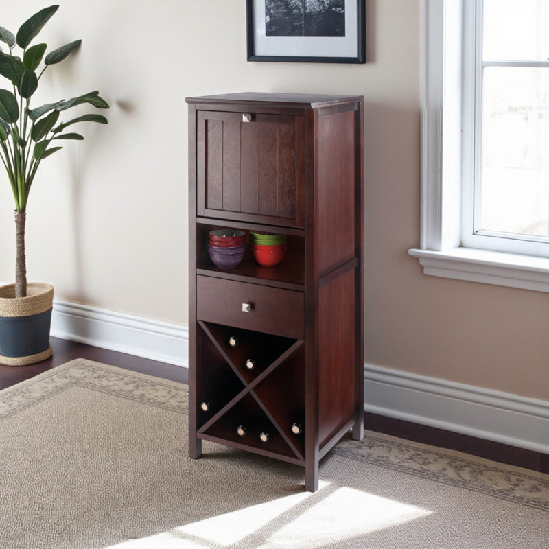 Dominguez Jelly 4-Section Cupboard in Walnut Finish, 47.26'' H X 17.11'' W X 15.74'' D