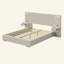 Lit plateforme tapissier avec lumières circulaires à DEL, ports de chargement USB et tiroirs de rangement latéraux-133671896-133671893