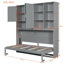 Lit escamotable simple avec armoire de rangement, tablettes, USB et éclairage - Design pliable peu encombrant, gris-145026977
