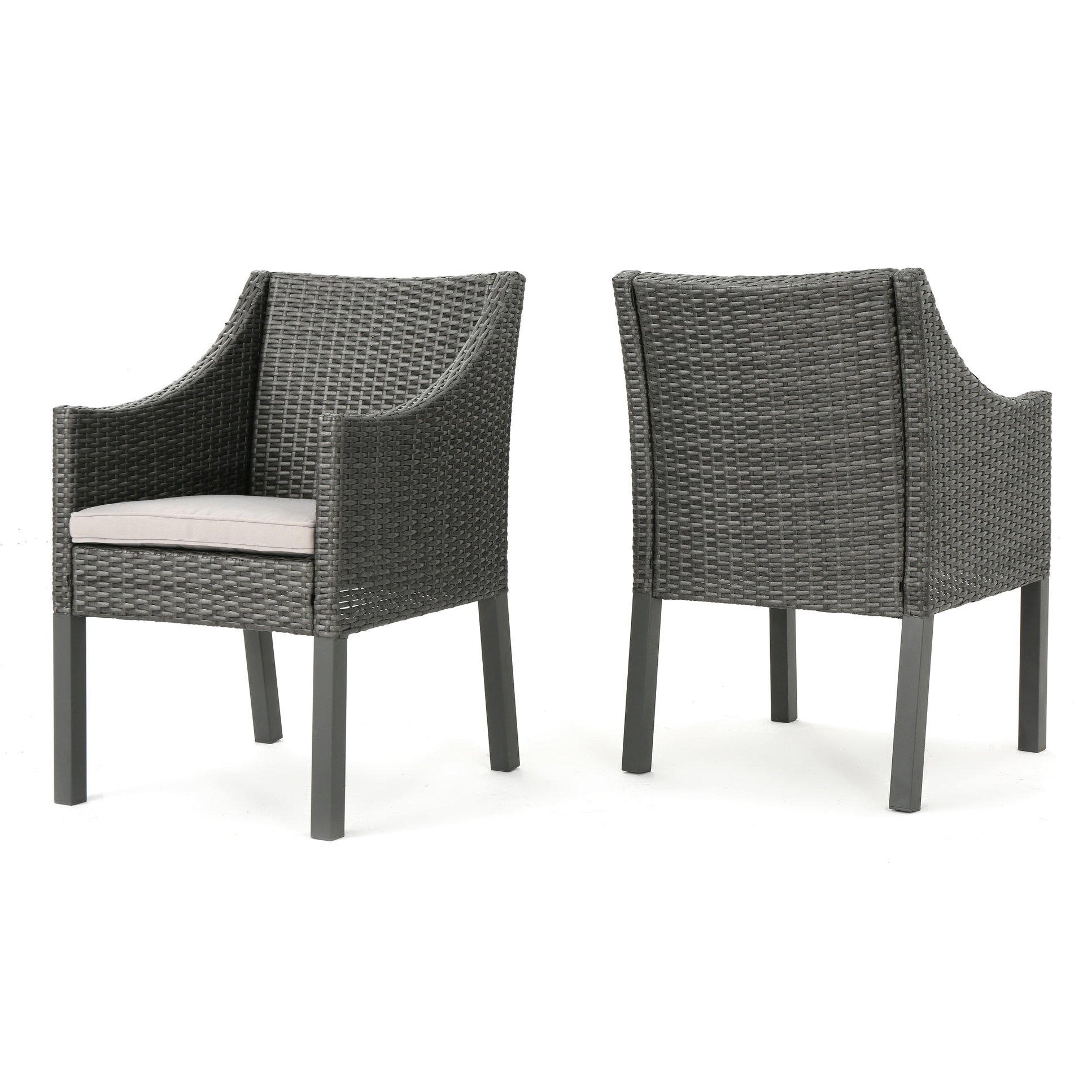 Latitude Run® 2 Patio Dining Chairs In Grey Color, Modern Outdoor ...