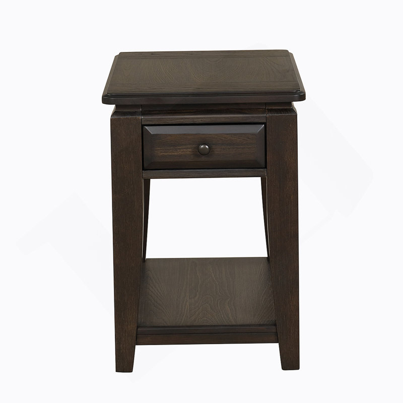 Mahogany Traditional Chairside Table W/ Storage