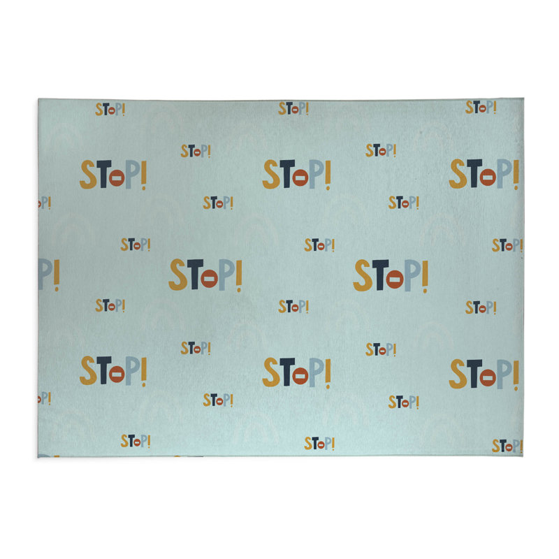 Stop Slate Kids Play Mat, Rectangle 3' x 5', Light Blue