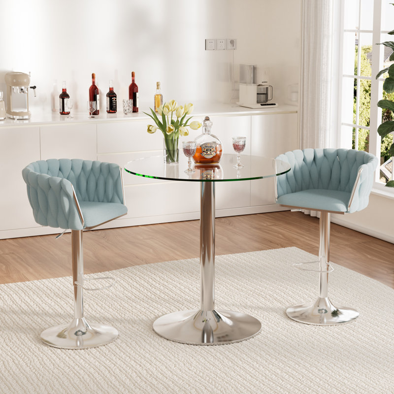 Ensemble de table de bar et chaises pour 2, Bleu / Argent