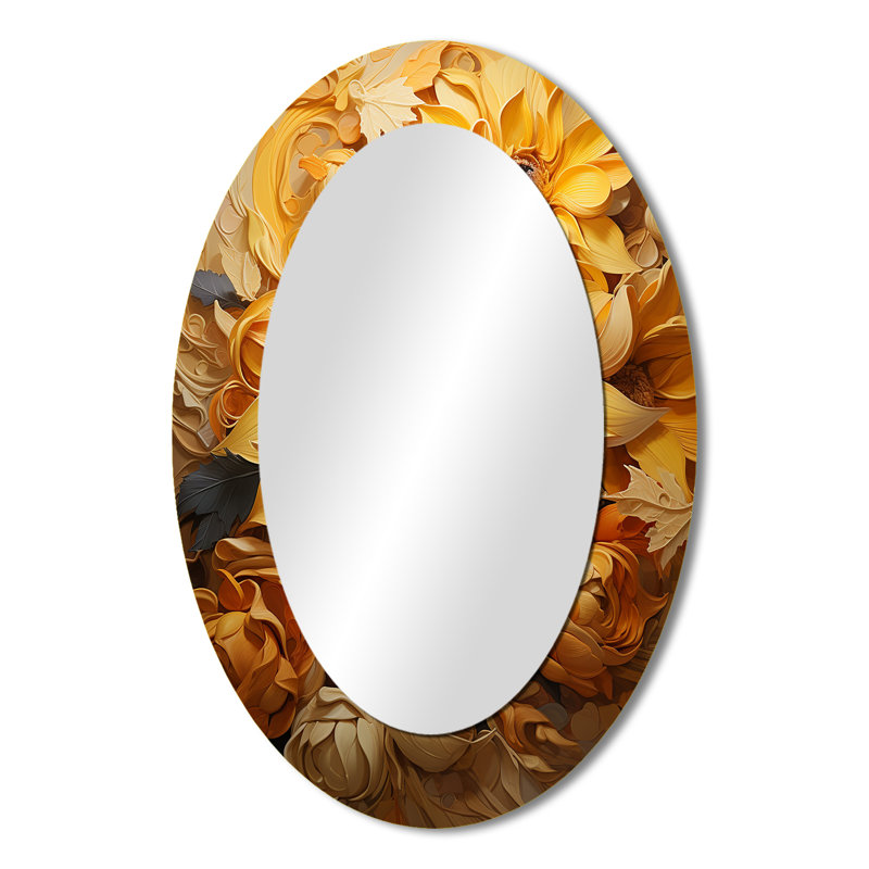 Radiant Reverie Botanical II - Miroir mural moderne ovale, 36 po x 24 po